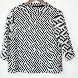Anthropologie W5 Black White Geometric Quarter Sleeve Blouse - Women’s US S